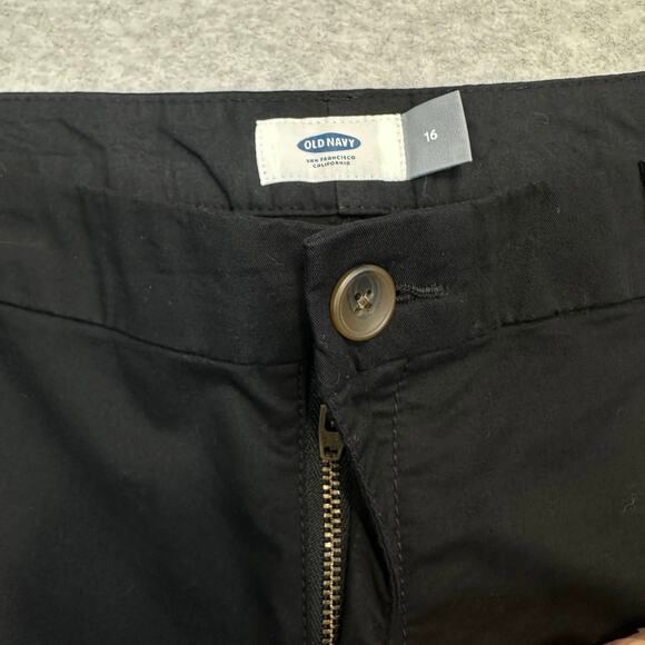 Old Navy Chino Shorts WMNS 16 Black High Waisted Everyday Twill Stretch Casual - Picture 5 of 8